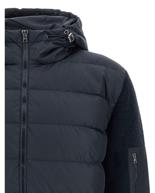 Herno Blue Bi-Material Down Jacket for men