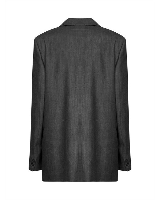 MM6 by Maison Margiela Black Virgin Wool And Cotton Oversized Blazer