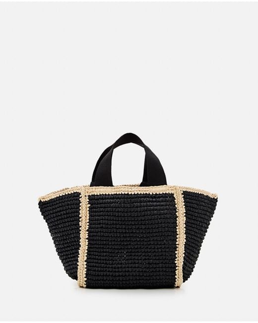 Marni Black Small Raffia Shopping Bag