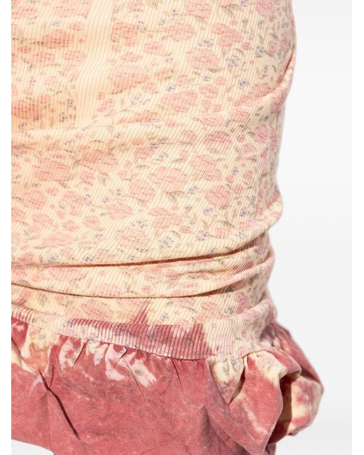 DIESEL Pink Pale Floral Ruffled Skirt