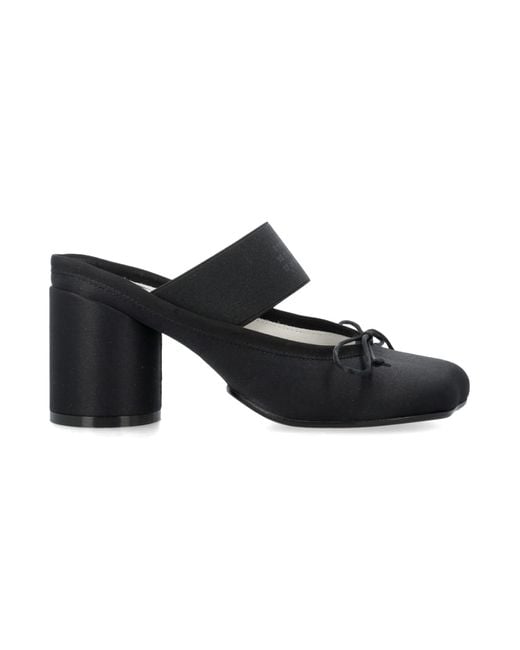 MM6 by Maison Martin Margiela Black Logo Elastic Ballet Mules