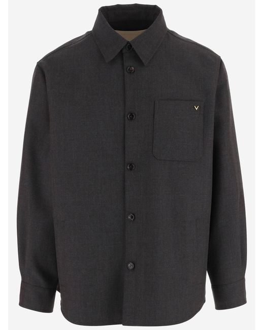 Valentino Black Jacket Wool-Blend Nylon for men