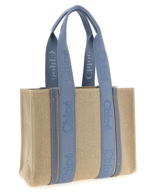 Chloé Blue Medium Woody Shopping Bag