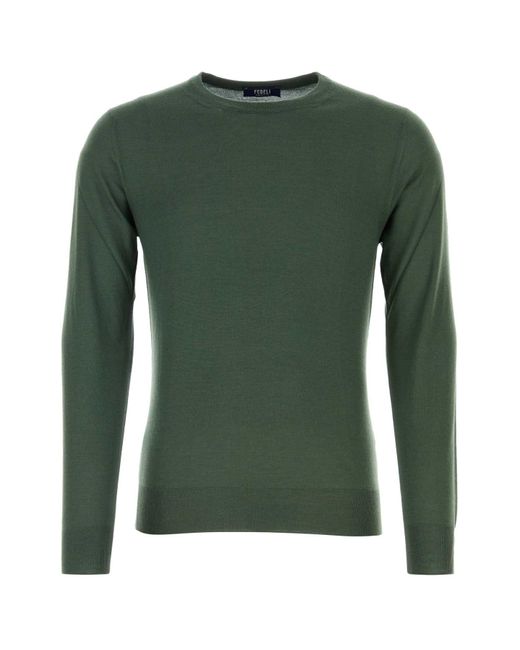 Fedeli Green Cashmere Blend Sweater for men