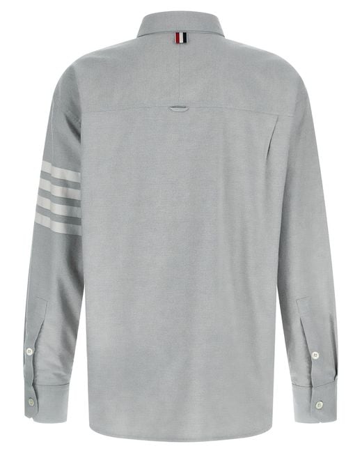 Thom Browne Gray '4Bar' Flannel Shirt for men