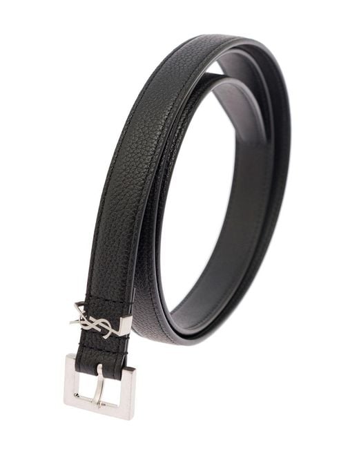Saint Laurent Black Belt Cassandra Calf Leather for men
