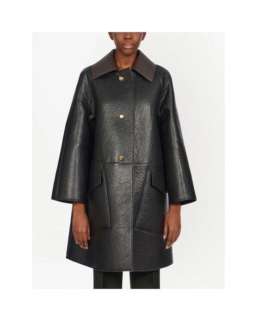 Ferragamo Black Leather-Coat