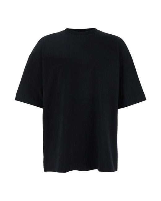 Juun.J Black T-Shirt With Tone-On-Tone Logo Embroidered On The Front for men