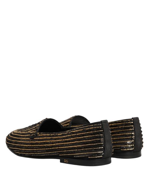 Dolce & Gabbana Black Sequined Dress Loafers Shoes Leather for men