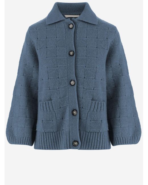 Allude Blue Cardigan Cashmere And Silk