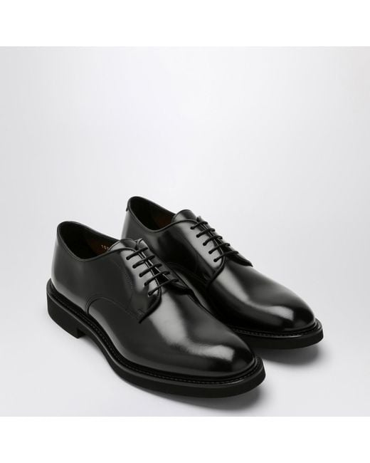 Doucal's Black Low Leather Lace-Up for men