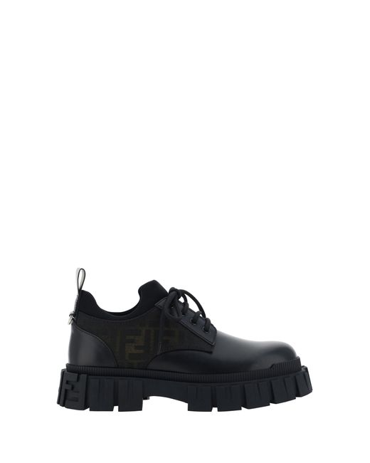 Fendi Black Chunky Sole Derby Shoes for men
