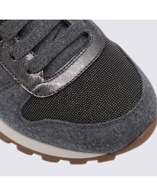 Brunello Cucinelli Gray Dark Leather Sneakers