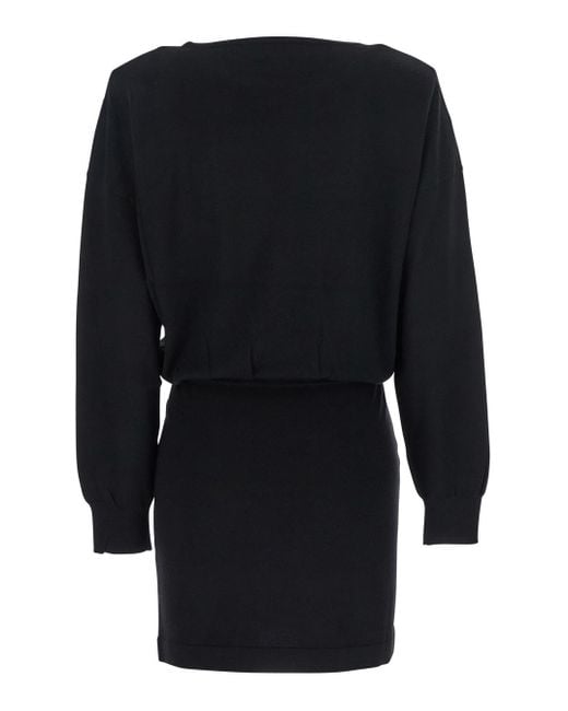 P.A.R.O.S.H. Black Dress With Boat Neck