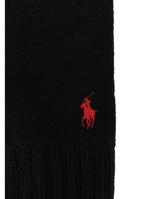 Polo Ralph Lauren Black Knitted Touch Gloves With Pony for men