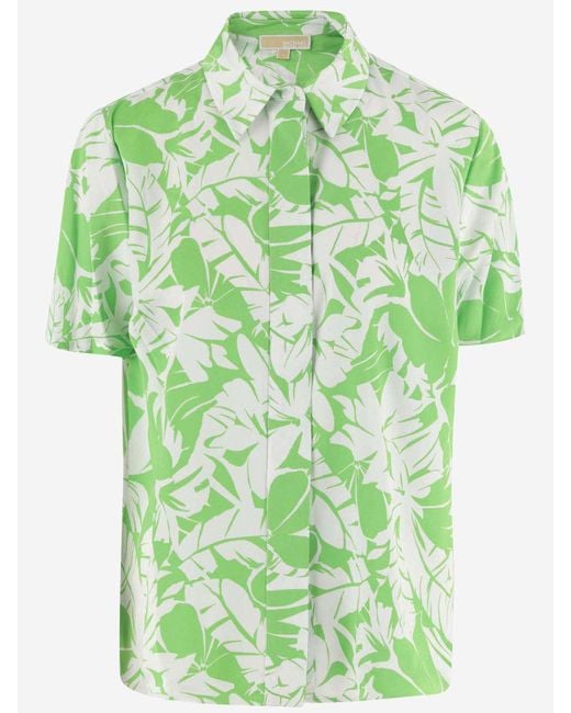 Michael Kors Green Nylon Shirt With Floral Pattern