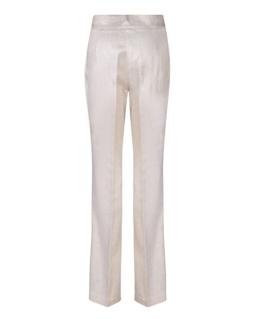 Genny White Jacquard Lurex Trousers