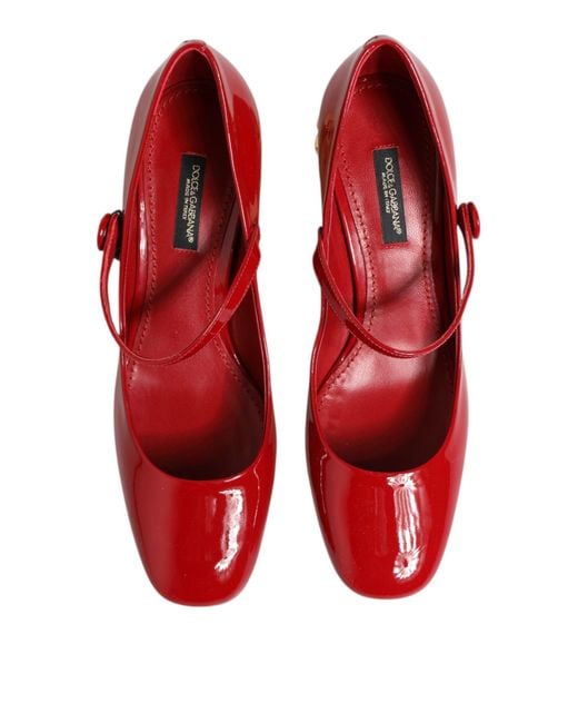 Dolce & Gabbana Red Leather Dg Logo Heels Sandals Shoes