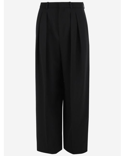 Saint Laurent Black Trousers High-Waisted Wide Leg Wool
