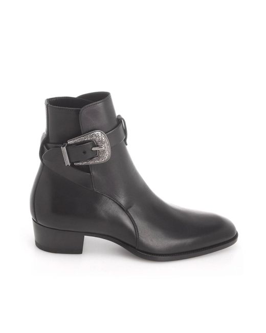 Saint Laurent Black Leather Ankle Boots for men
