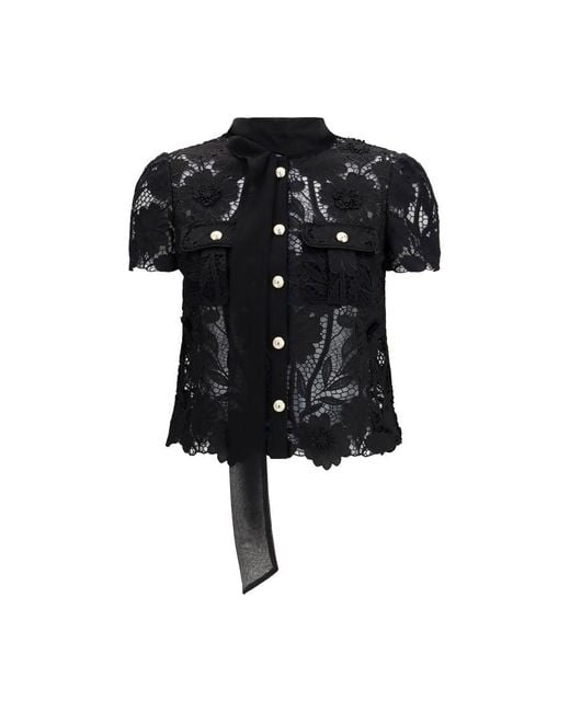Self-Portrait Black Polyester Blouse