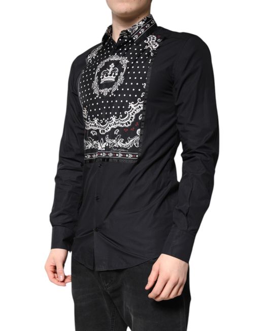 Dolce & Gabbana Black Bandana Formal Dress Shirt And Cotton Silk for men