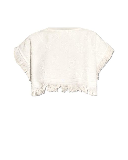 Zimmermann White Terry Cotton Cropped Top,