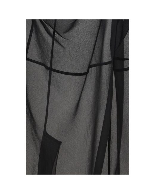 Prada Gray Black Polyester Midi Skirt