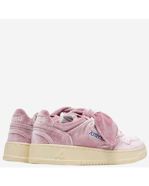 Autry Pink Low Velvet Sneakers (Polyester Trainers