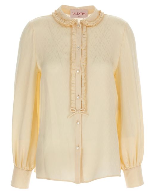 Valentino Garavani Natural Toute La V Shirt Silk Shirt, Blouse