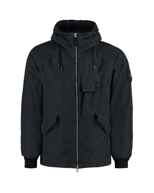Stone Island Technical Fabric Hooded Jacket in Black for Men | Lyst