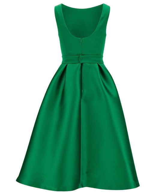 P.A.R.O.S.H. Mini Green Dress With Satin Flared Skirt In Stretch Fabric Woman