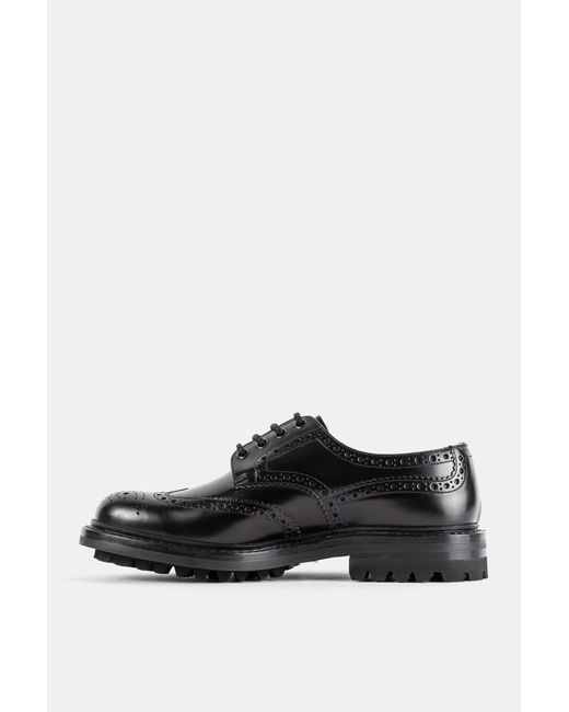 Church's Black Derby Mc Pherson Brogue En Cuir Grainé À Semelle Commando Flat Shoes for men