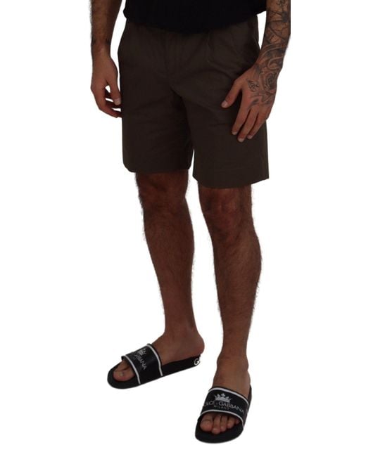 Dolce & Gabbana Black Green Chinos Cotton Casual Shorts for men