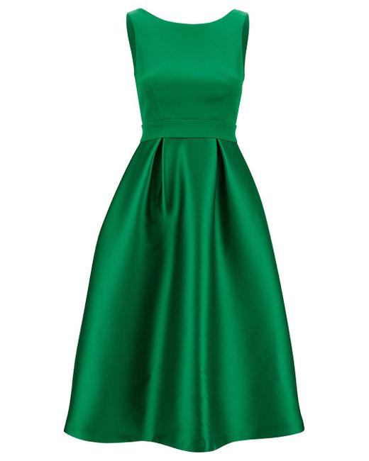 P.A.R.O.S.H. Mini Green Dress With Satin Flared Skirt In Stretch Fabric Woman