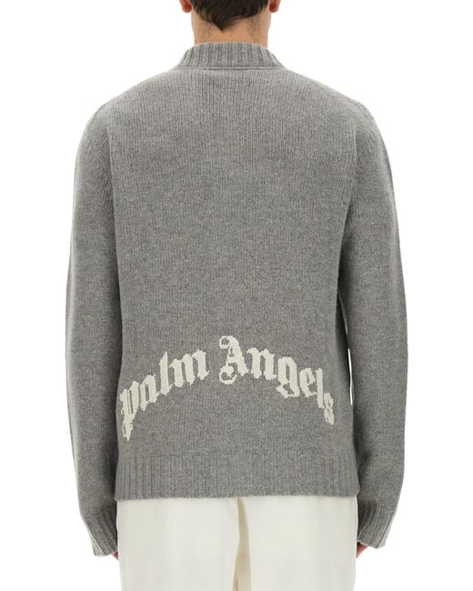 Palm Angels Gray Cardigan With Logo for men