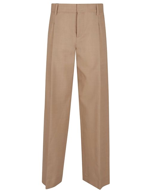 Victoria Beckham Natural High-Waisted Wide Leg Trousers