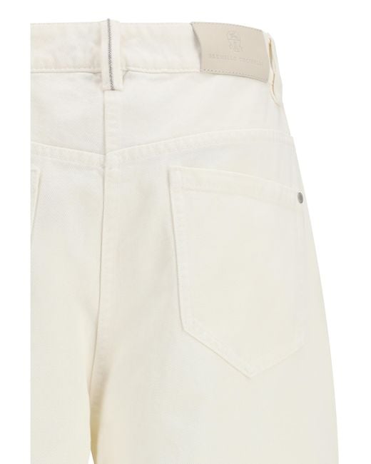 Brunello Cucinelli White Wide-Leg Pants Cotton