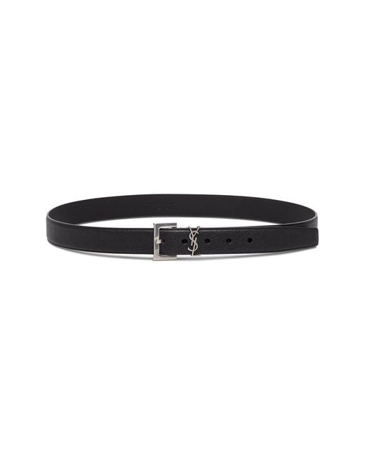 Saint Laurent Black Leather Belt Lamb for men
