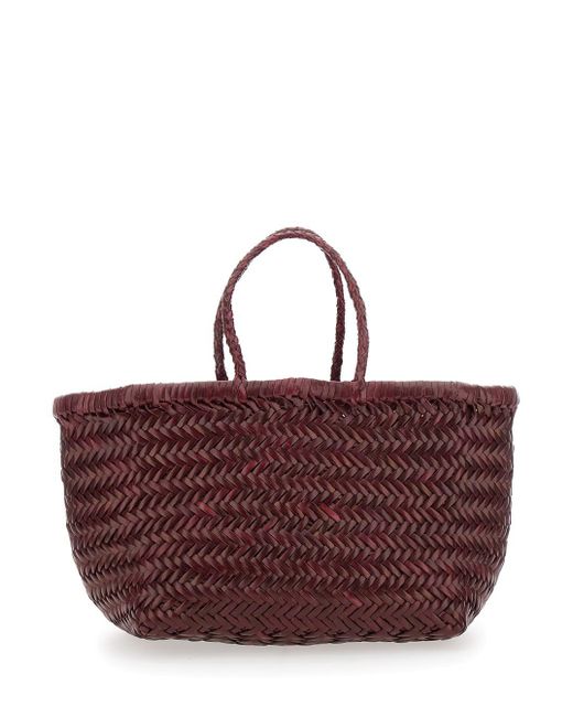 Dragon Diffusion Purple Triple Jump Bordeaux Handbag With Two Top Handles And Interwoven Design