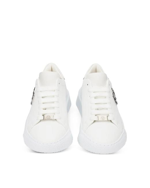 Philipp Plein White Godzilla Hexagon Logo Chunky Sneakers Shoes for men