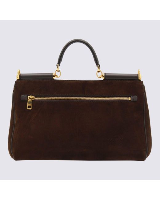 Dolce & Gabbana Brown Leather My Sicily Top Handle Bag