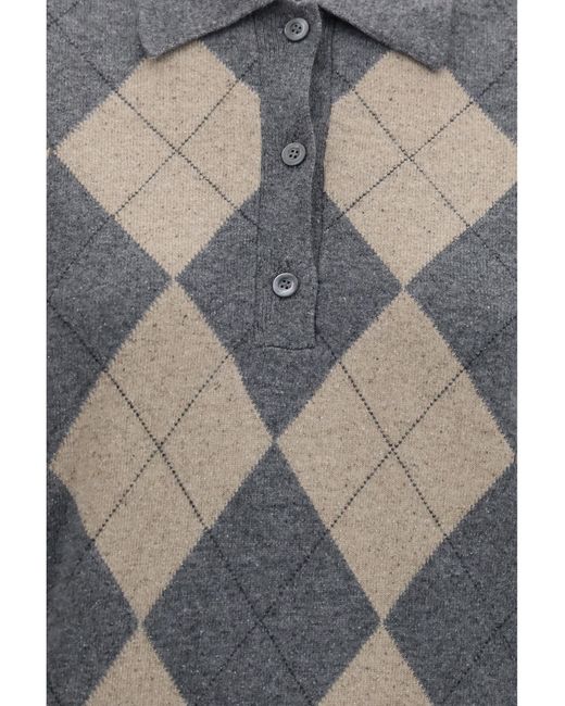 Rohe Gray Ballantyne Argyle Polo T-Shirts
