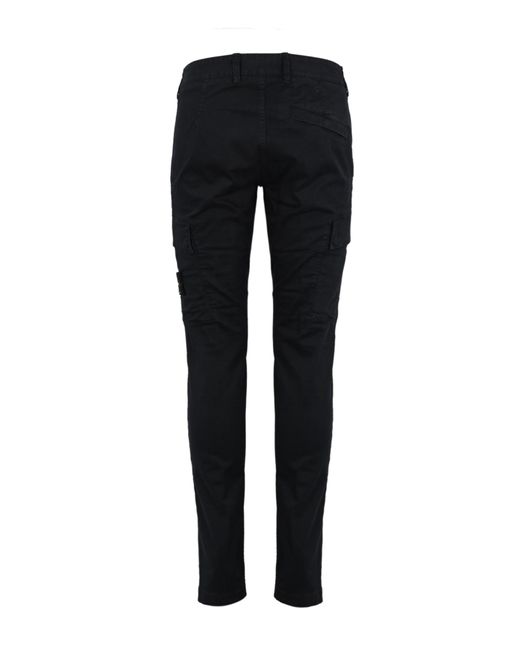 Stone Island Black Cargo Trousers 30604 Old Treatment for men