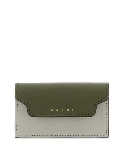 Marni Gray Leather Business Card Holder