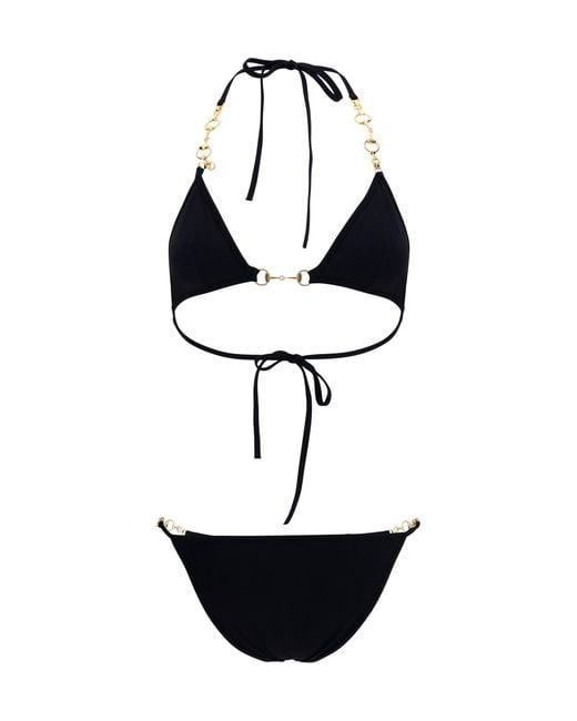 Gucci White Stretch Jersey Bikini With Horsebit Polyamide; Elastane Swimwear