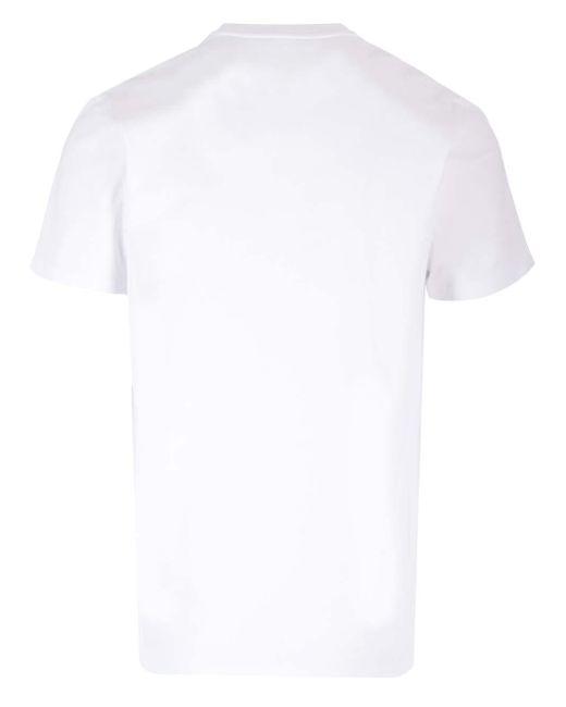 Moncler White T-Shirt With Logo Patch for men