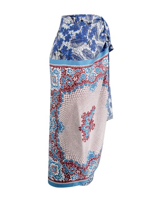 Weekend by Maxmara Blue Printed Silk Sarong Skirt