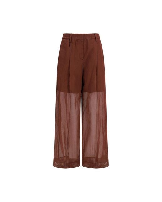 Brunello Cucinelli Brown Cotton Casual Pants