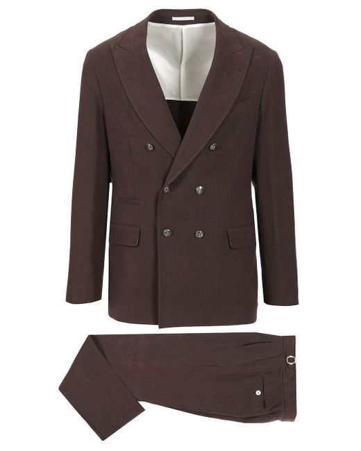 Brunello Cucinelli Brown Leisure Fit Suit Dresses for men